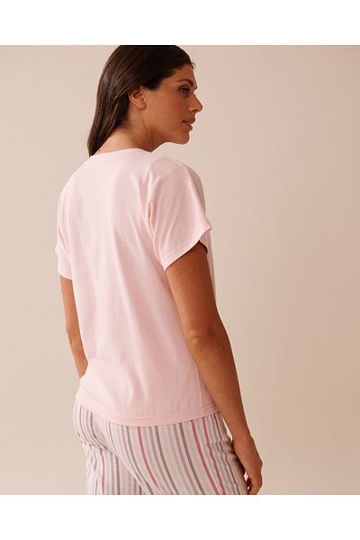 La Vie en Rose Mouse Print Cotton V-neck T-shirt