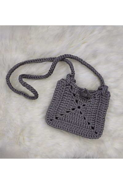 Randsac Dark Grey Cross Crochet Handbag