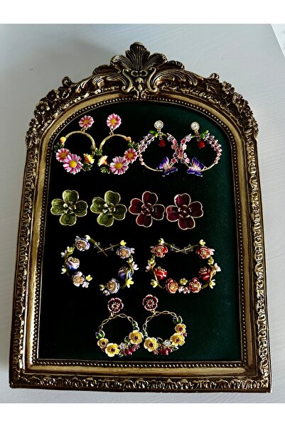 Vadısh store Mineli Mor Çiçekli Halka Küpe