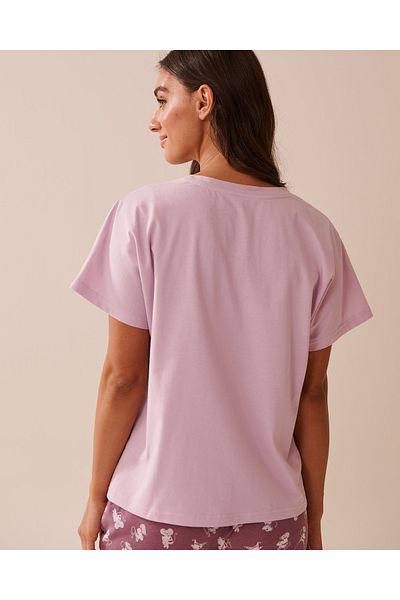 La Vie en Rose Mouse Print Cotton V-neck T-shirt