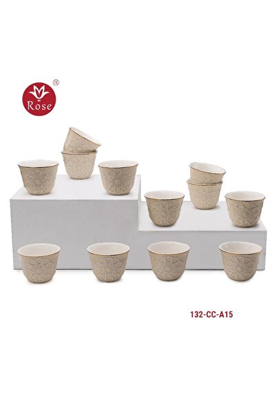 Rose CR-132 - 38-piece tea and coffee serving set with a distinctive Islamic pattern, rose