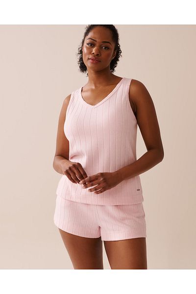 La Vie en Rose Ribbed V-neck Cami