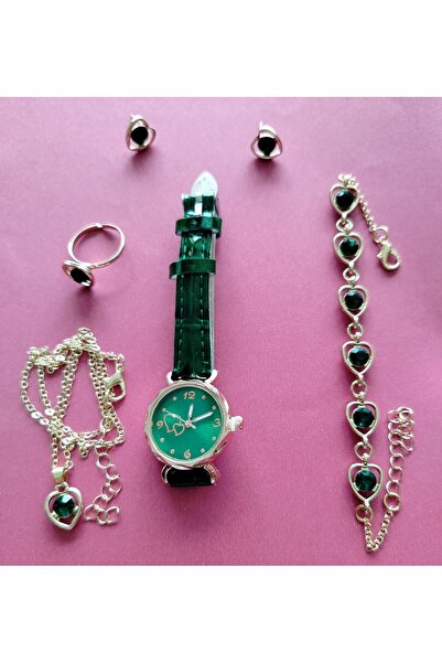 SOWOO WATCH 6 Parça Yeşil Lüks Niche Saat Seti, Premium Bileklikli Saat, Şık ...