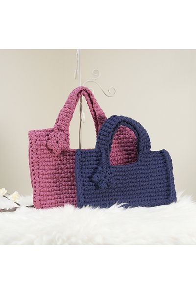 Randsac Purple Crochet Handbag with Flower Detail