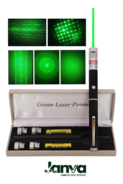 Janva 5 Başlıklı Yeşil Lazer Pointer Pilli 50 Km Etkili (5 Başlıklı)