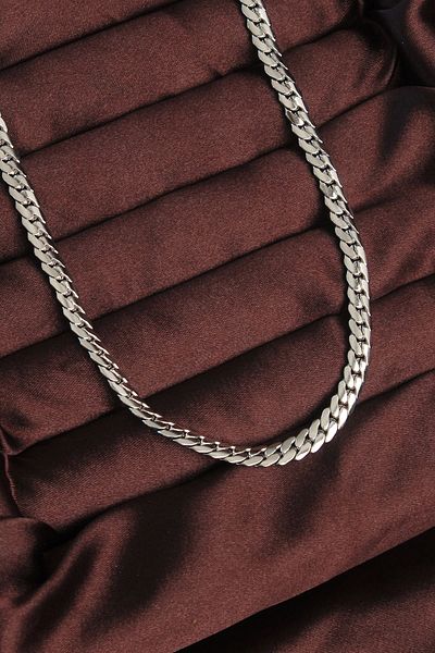 ALFA AKSESUAR 03 316L Steel Silver Color Flat Knit Chain Necklace - Tj-Erk1378