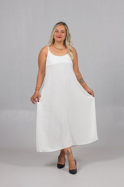 Truva XXL Plus Size White Dress with Adjustable Straps