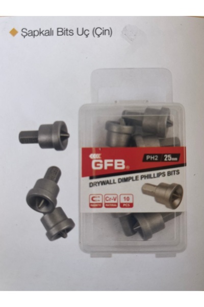 GFB Şapkalı Bits Uç PH2x25 mm Mıknatıslı (10 Adet)