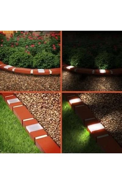Strend Pro Bordură decorativă cu efect de cărămidă, lămpi LED cu energie solară, set de 10, 2,1 m