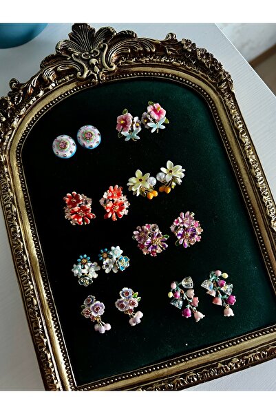 Vadısh store Sarı İnci Detaylı Mineli Çicek Tasarımlı Küpe