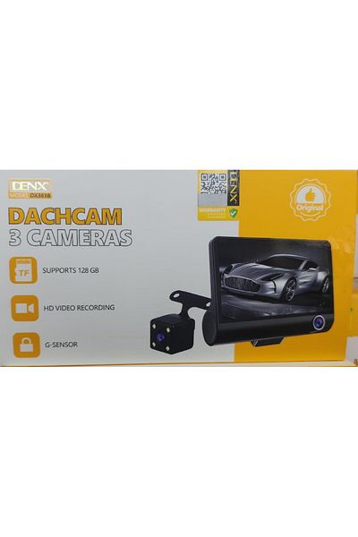 Denx كاميرا داش كام للسيارة من طراز DX3618، تتميز بثلاث كاميرات لتغطية شاملة