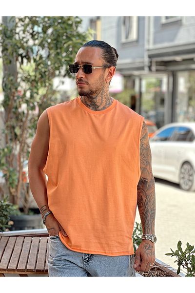 manch collection Basic Sleeveless Oversize T-Shirt Orange