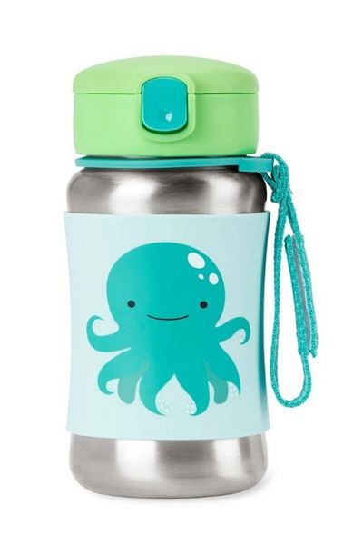 Skip Hop Zoo Stainless Steel Water Bottle with Straw 350 ml Octopus