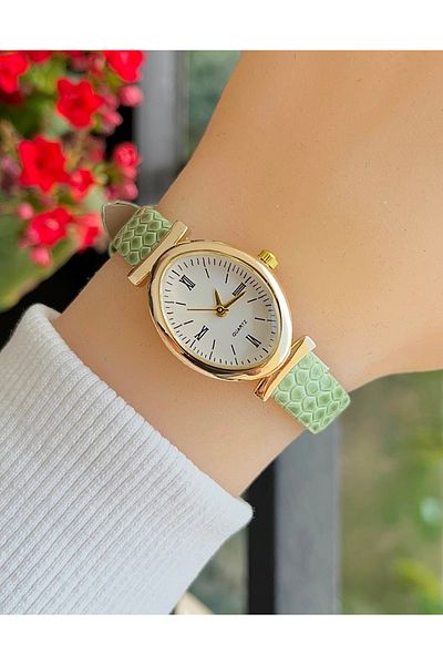 Weluxa Gold Color Case Crocodile Pattern Leather Band Vintage Women Wrist Watch