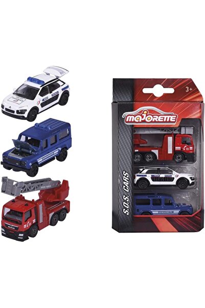 Majorette Set 3 masinute de interventie - S.O.S. Cars, 7.5 cm