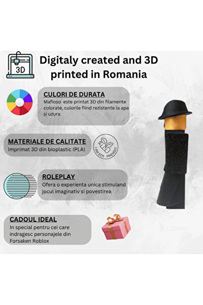 Lulu's Prints Figurina articulata Forsaken Mafioso, skin Coolkidd, Roblox, plastic, printat 3D, 99x35x72 mm