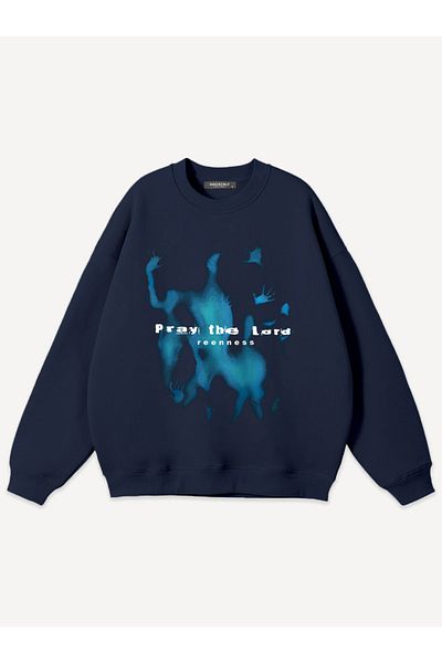 Mad&Calf Unisex Pray the Lord Printed Crew Neck Oversize Sweatshirt
