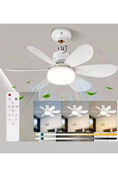 KAE GOES 6 Kanat 52 Cm Çapında Tavan Vantilatörlü Led Ampul, Kumandalı 3 Renk...