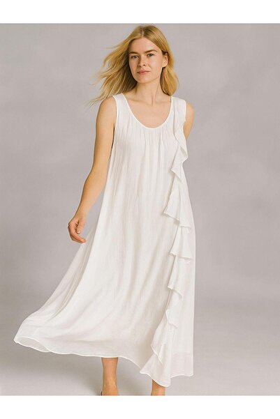 Butik İtalyan İpek Elbise - BEYAZ