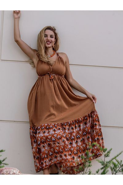 Su Koleksiyon Gazelle Boho Gypsy Dress / Camel