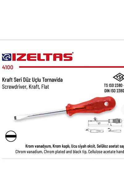 İzeltaş Düz Tornavida (Kraft Seri) 4*100