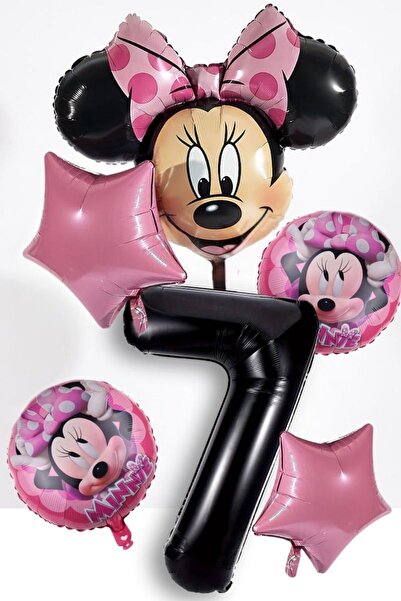 PARTİAVM 7 Years Old Minnie Mouse Birthday Party Number Balloon 1 2 3 4 5 6 7...