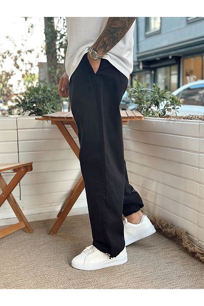 manch collection Pantaloni din Gabardină cu picioare reglabile Negri