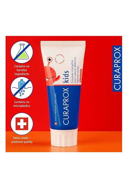 Curaprox Children's Strawberry Toothpaste, fluoride-free, for children aged two years and above