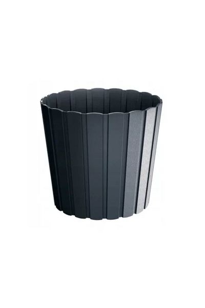 Prosperplast Decorative Flower Pot, Round, Anthracite, 12 L, 28.5 x 25.6 cm, Boardee Basic