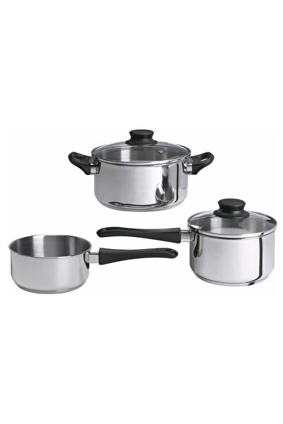IKEA ANNONS 5-Piece Cookware Set, Glass/Stainless Steel