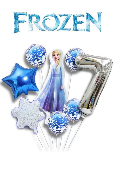 PARTİAVM Frozen Elsa Silver Number Balloon Set Snow Queen Elsa Balloon Set 76cm Number Balloon