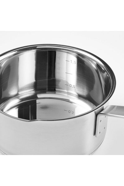 IKEA HEMKOMST Pot with Handle and Lid, Stainless Steel/Glass, 2L