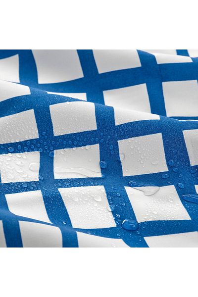 IKEA مفرش طاولة PILLERSTARR، منقوش/أزرق أبيض، 145 × 240 سم