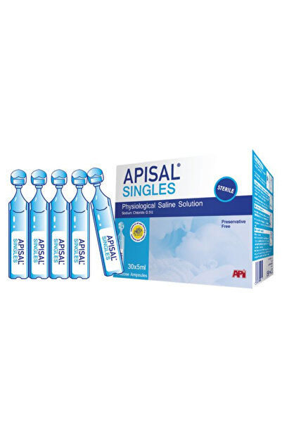 APISAL محلول ملحي فردي للعناية بالأنف، 5 مل، 30 قطعة