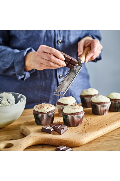 IKEA VARDAGEN Grater with Handle, Stainless Steel/Beech, 33 cm