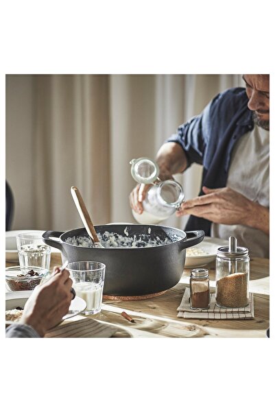 IKEA VARDAGEN Casserole with Lid, Enamel-Coated Cast Iron, 5 L, Matte/Black