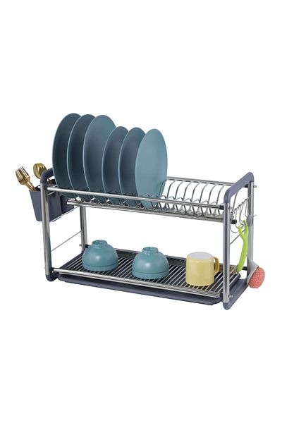 SAFA Multifunctional 2-Tier Stainless Steel Dish Drying Rack for Dishes, Tableware, and Kitchen Supplies