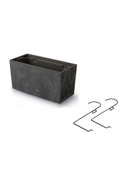 Prosperplast Decorative Planter, Metal Support, Anthracite, 39.5 x 18.5 x 19.5 cm, Urbi Case Beton Effect W