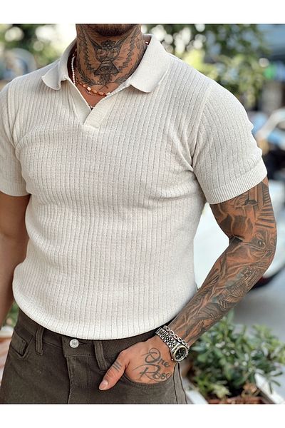 manch collection Chenille Fabric Knitwear Polo Neck White