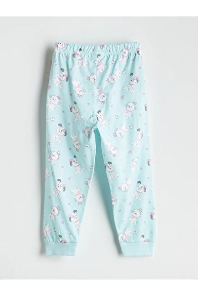 LC Waikiki LCW Kids Bisiklet Yaka Baskılı Kız Çocuk Pijama Takımı (W5)