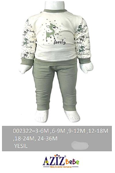 Aziz Bebe Baby Girl Gazelle Patterned Sweatshirt Trousers 2-Piece Bottom Top Baby Set Size 3 Months - 36 Months