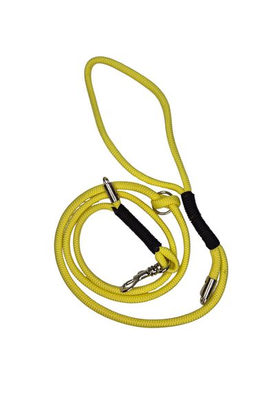 moonparacord Dog Walking Rope 8 mm Yellow Flat with Carabiner