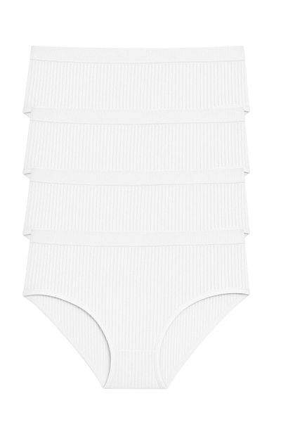 ExLove Set of 4 Ribbed Textured Seamless High Waist Women's Panties - Comfortable & Breathable