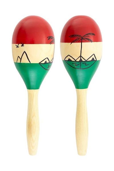 MegArya Natural Wood Maracas – Full Size Pair, Hand Painted Latin Percussion