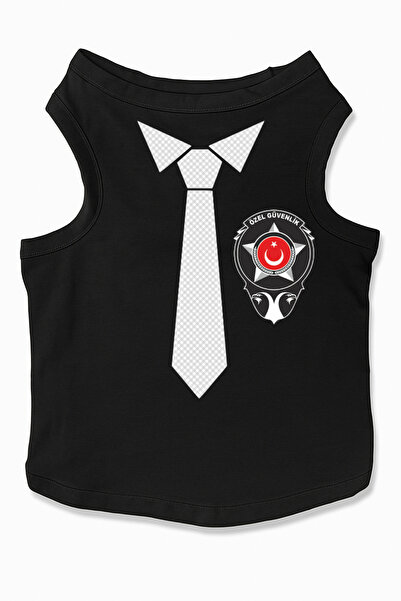 Buddy Store Cat Outfit Clothes Singlet - Special Security Costume Printed Black Singlet - Size L