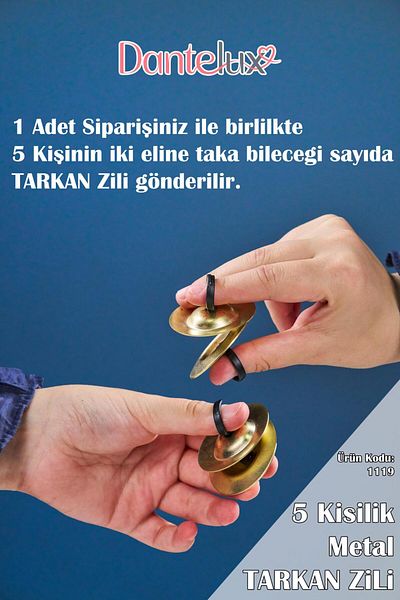 Dantelux Metal Tarkan Bell for 5 People (Enough for 5 People, 2 Hands)