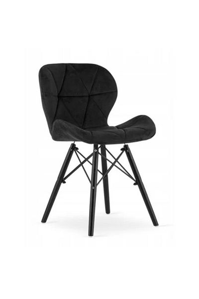 Artool Scaun în stil scandinav, Artool, Lago Velvet, catifea, lemn, negru, 47 x 36 x 73,5 cm