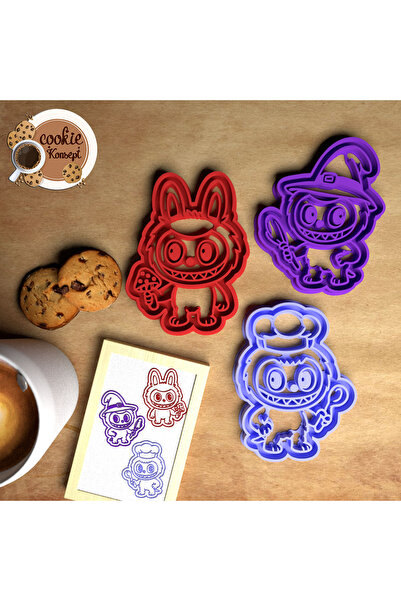 CookieKonsept مجموعة قوالب لابوبو مكونة من 3 قطع - متوافقة مع البسكويت والعجي...