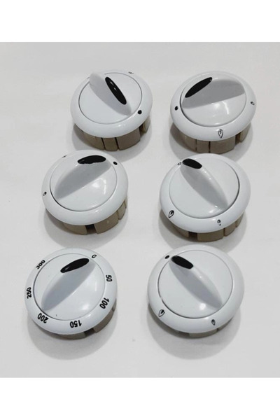 FullYedek Beko Uyumlu Geniş Düğme 6 Lı , Ocak Düğme Takımı Metal Mil Delik Yu...
