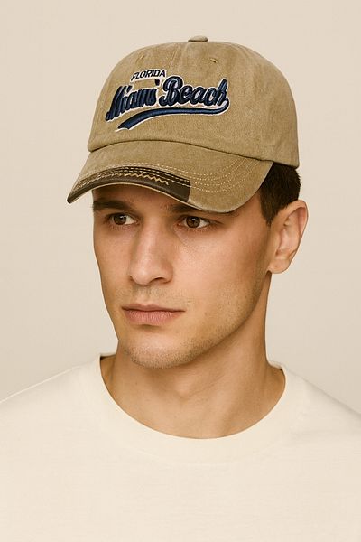 CosmoOutlet Men's Miami Beach Embroidered Washable Vintage Model Adjustable Brown Hat